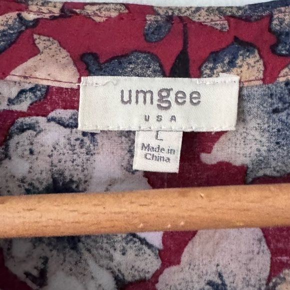 Umgee floral layered shirt dress red with floral pattern Size Large - Picture 4 of 8